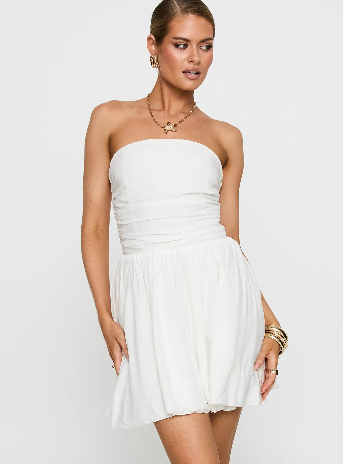 Girl Power Heat Light Rashida Strapless Mini Dress White
