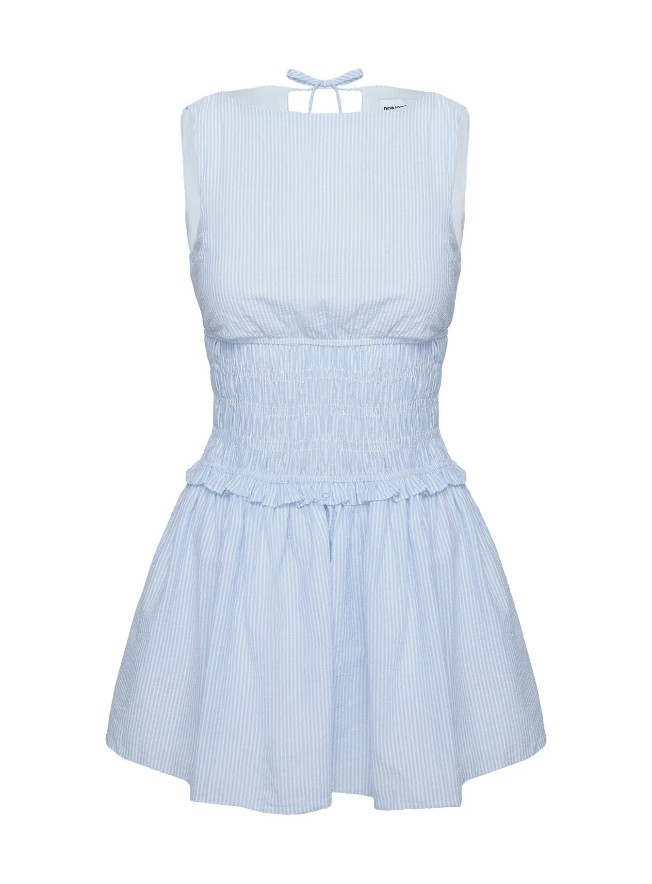 Yennifer Shirred Mini Dress Blue / White Petite Fashion Essential