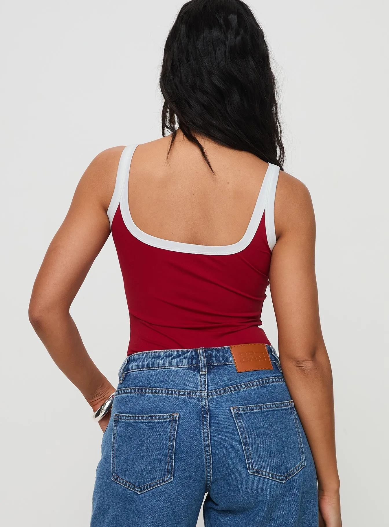 Stylish Event Retro Fresh Astrea Bodysuit Red / White