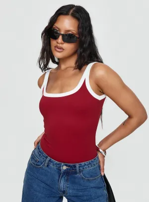 Astrea Bodysuit Red / White Travel Date Shopping Stylish