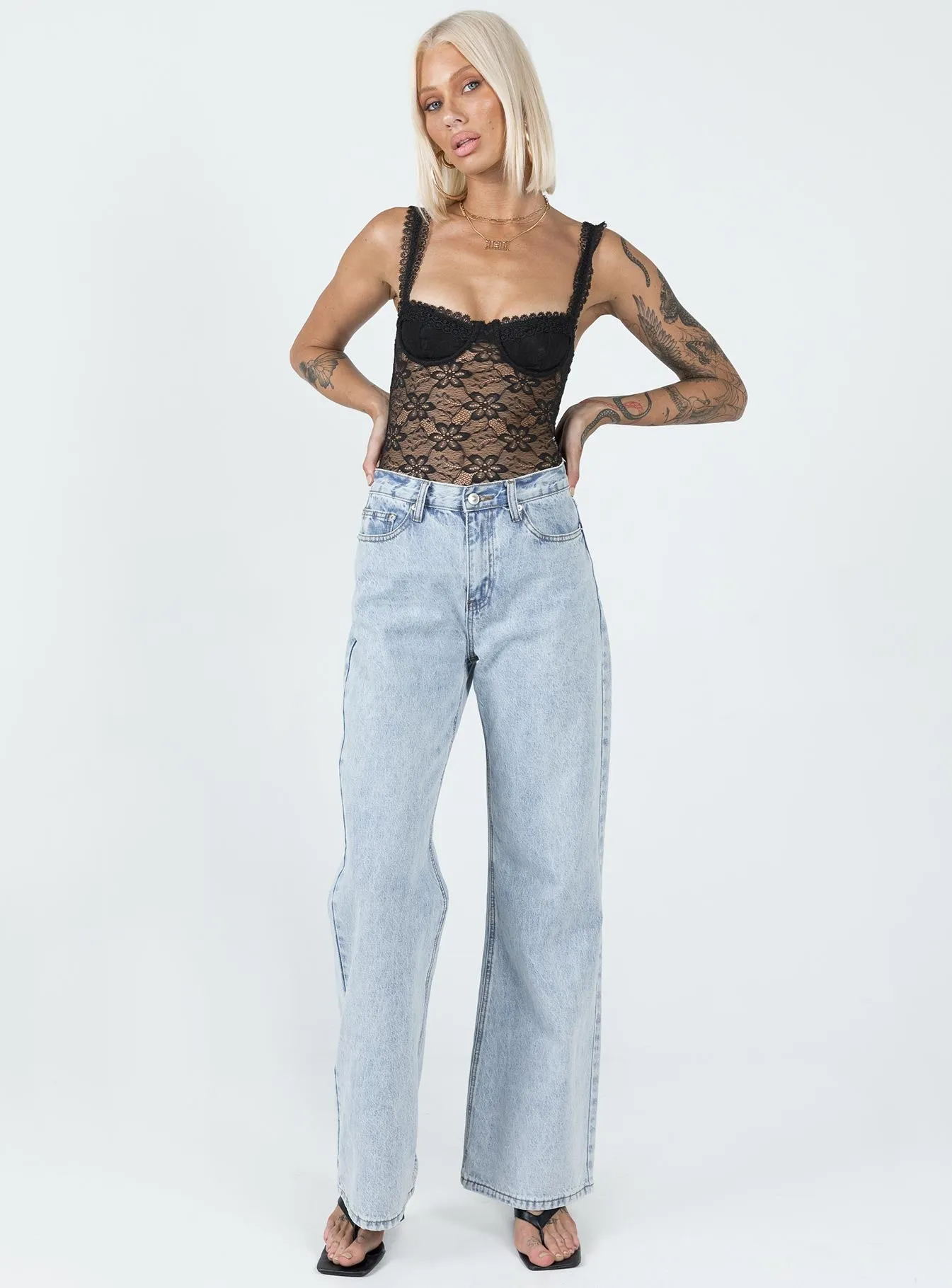 Night Club Running Beach Garano Lace Bodysuit Black