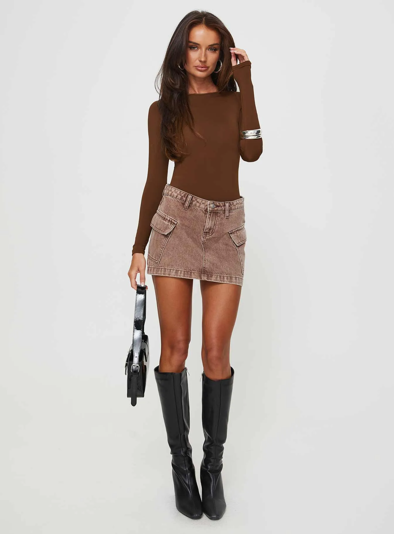 New Training Classic Vivid Gatewood Long Sleeve Bodysuit Brown