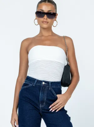 Makena Strapless Bodysuit White Low Impact Date Stylish Indoor Cool