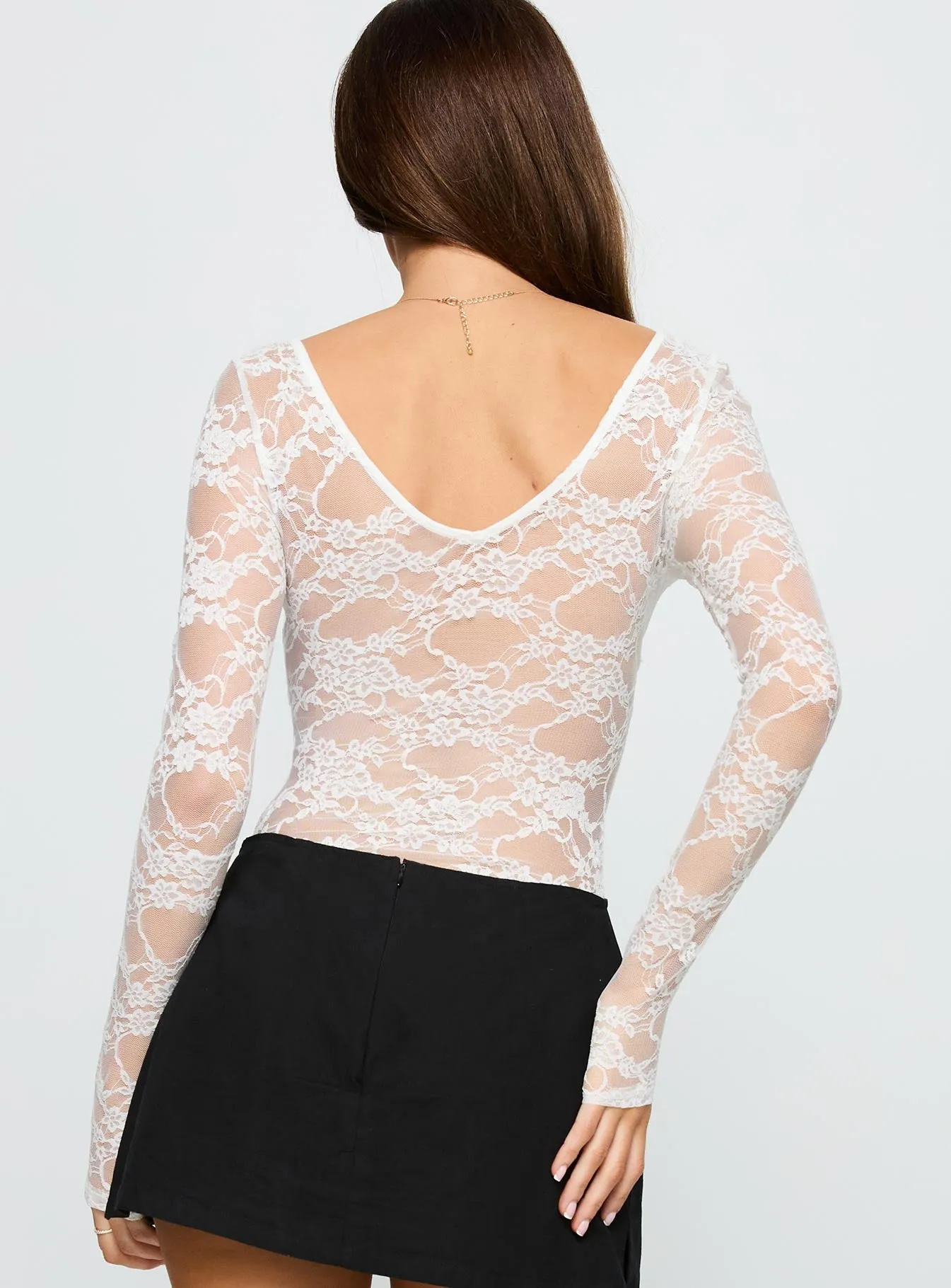 Tantalise Long Sleeve Bodysuit White Event Dinner Holiday Vintage