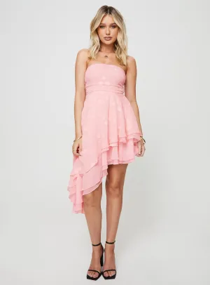 Skin Glow Candyn Asymmetric Mini Dress Pink