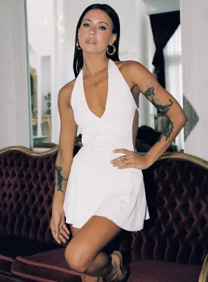 Maeva Halter Mini Dress White City Light