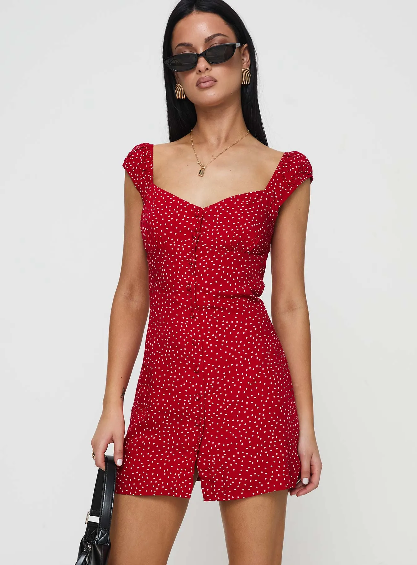 Paper Planes Mini Dress Red Polka Trendy Vibe