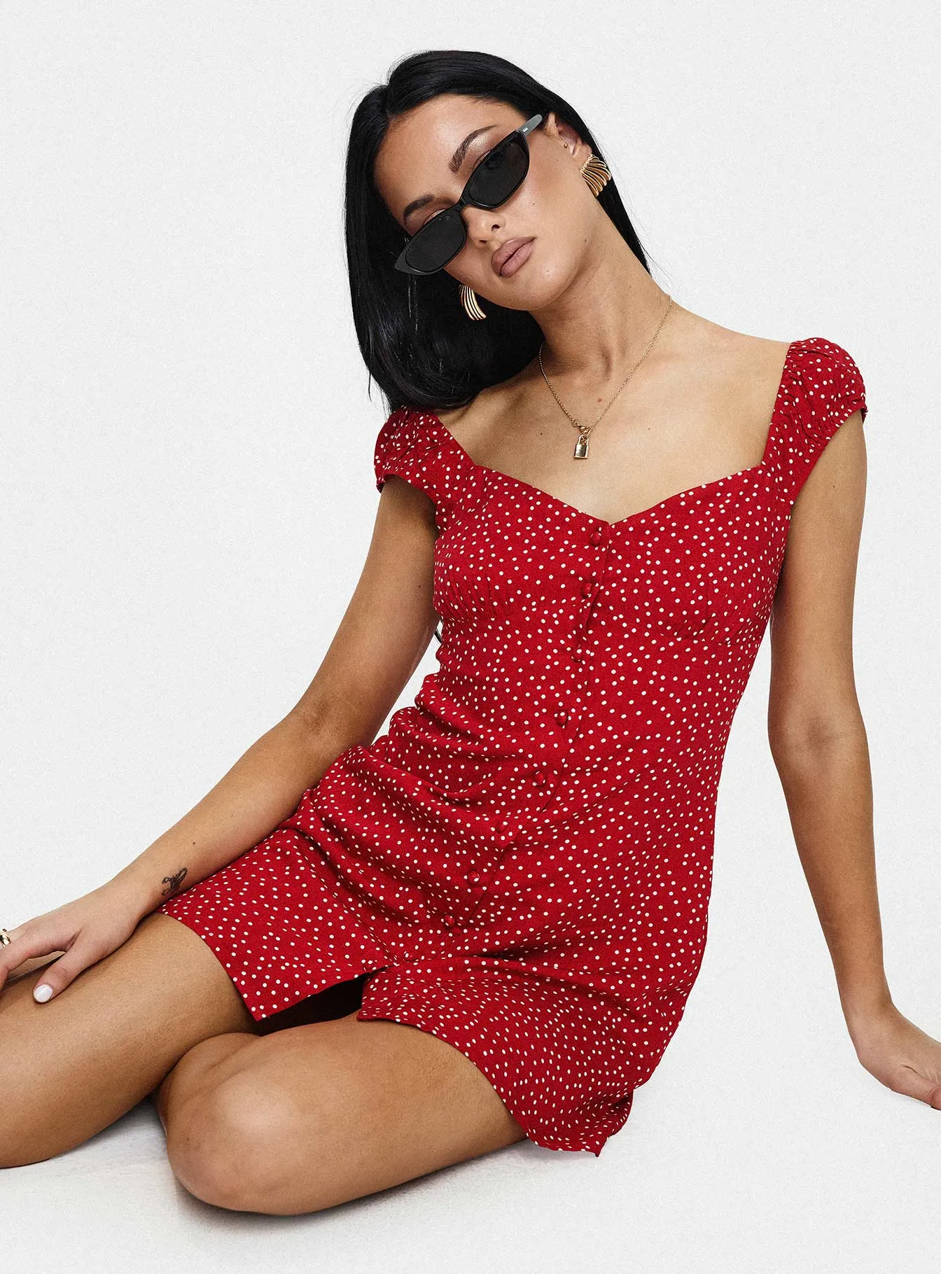 Paper Planes Mini Dress Red Polka Stage Light Runway Vibe