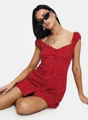 Paper Planes Mini Dress Red Polka Stage Light Runway Vibe
