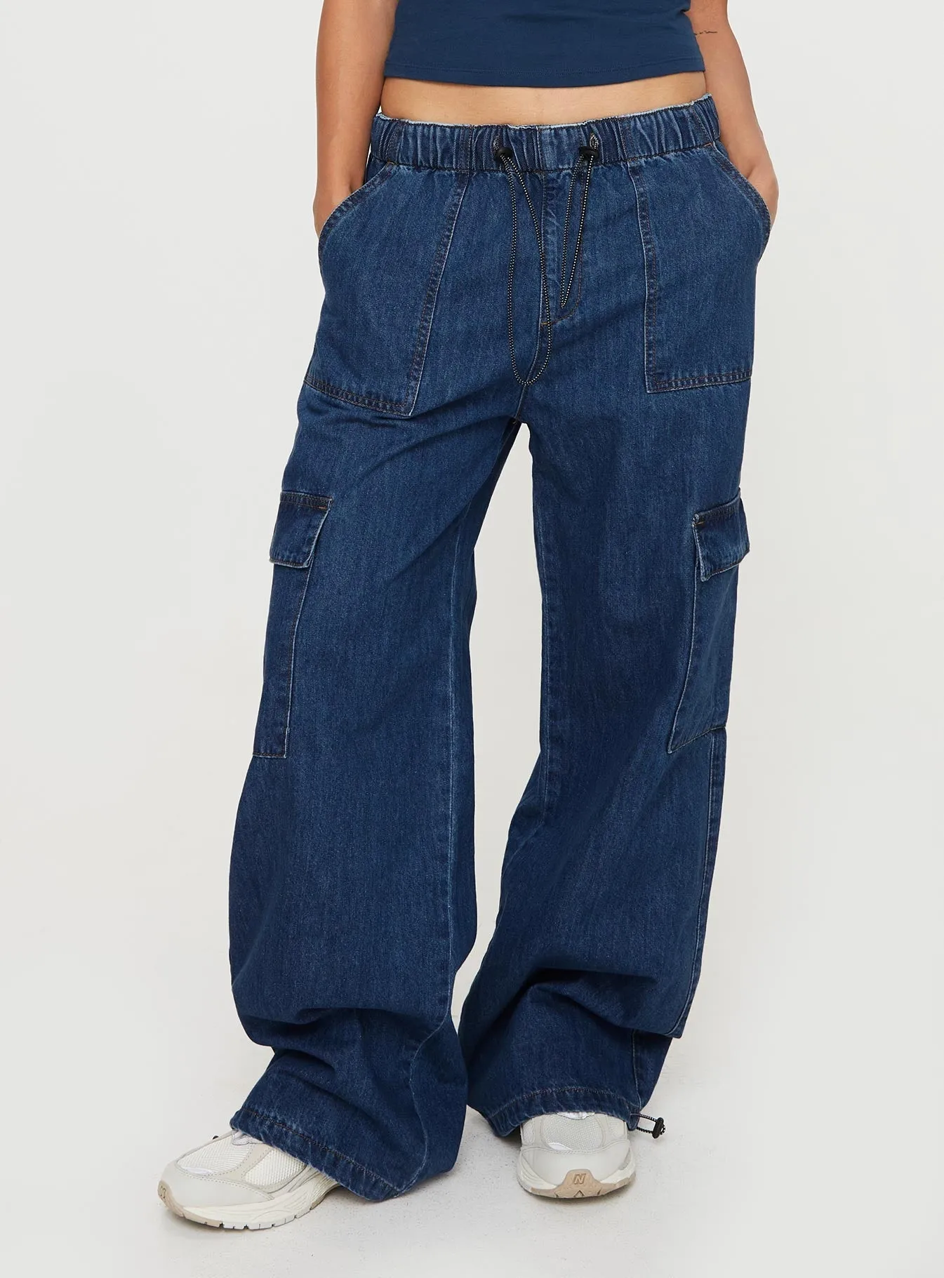 Stain Release Finish Stop & Stare Cargo Jeans Mid Wash