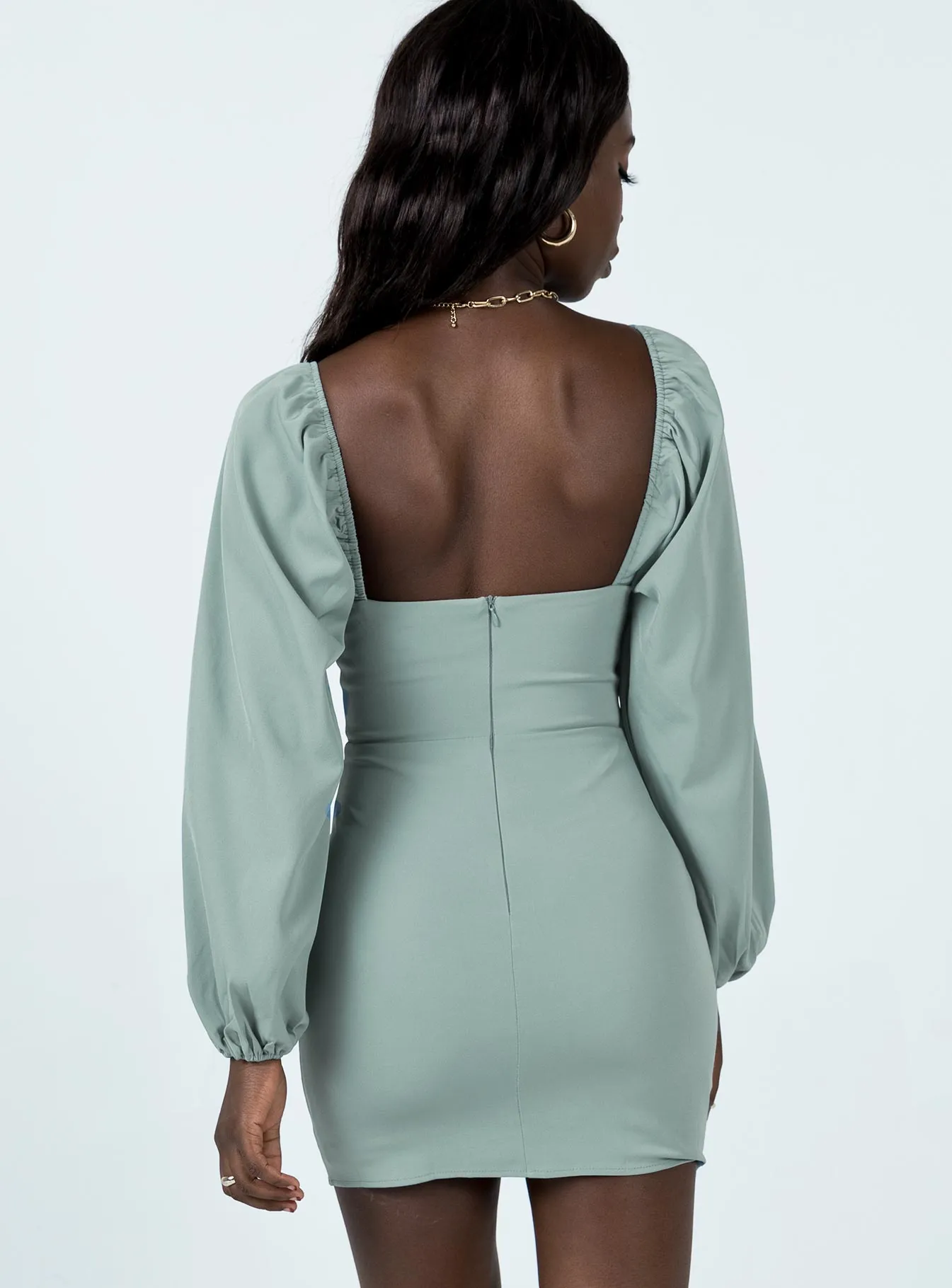 Casual Comfort Lillie Long Sleeve Mini Dress Sage
