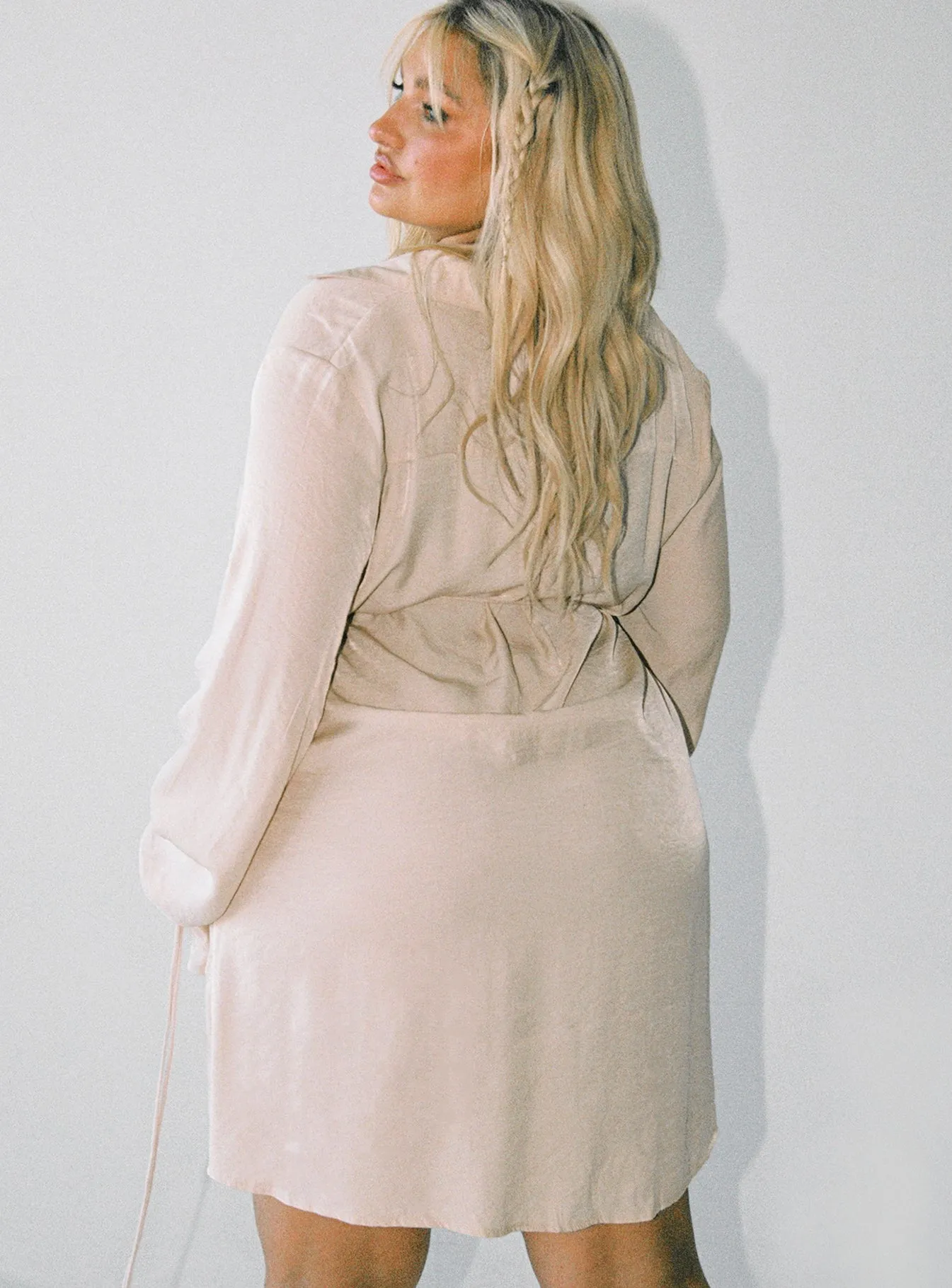 Forbidden Mini Dress Beige Curve Slit Thigh Modification