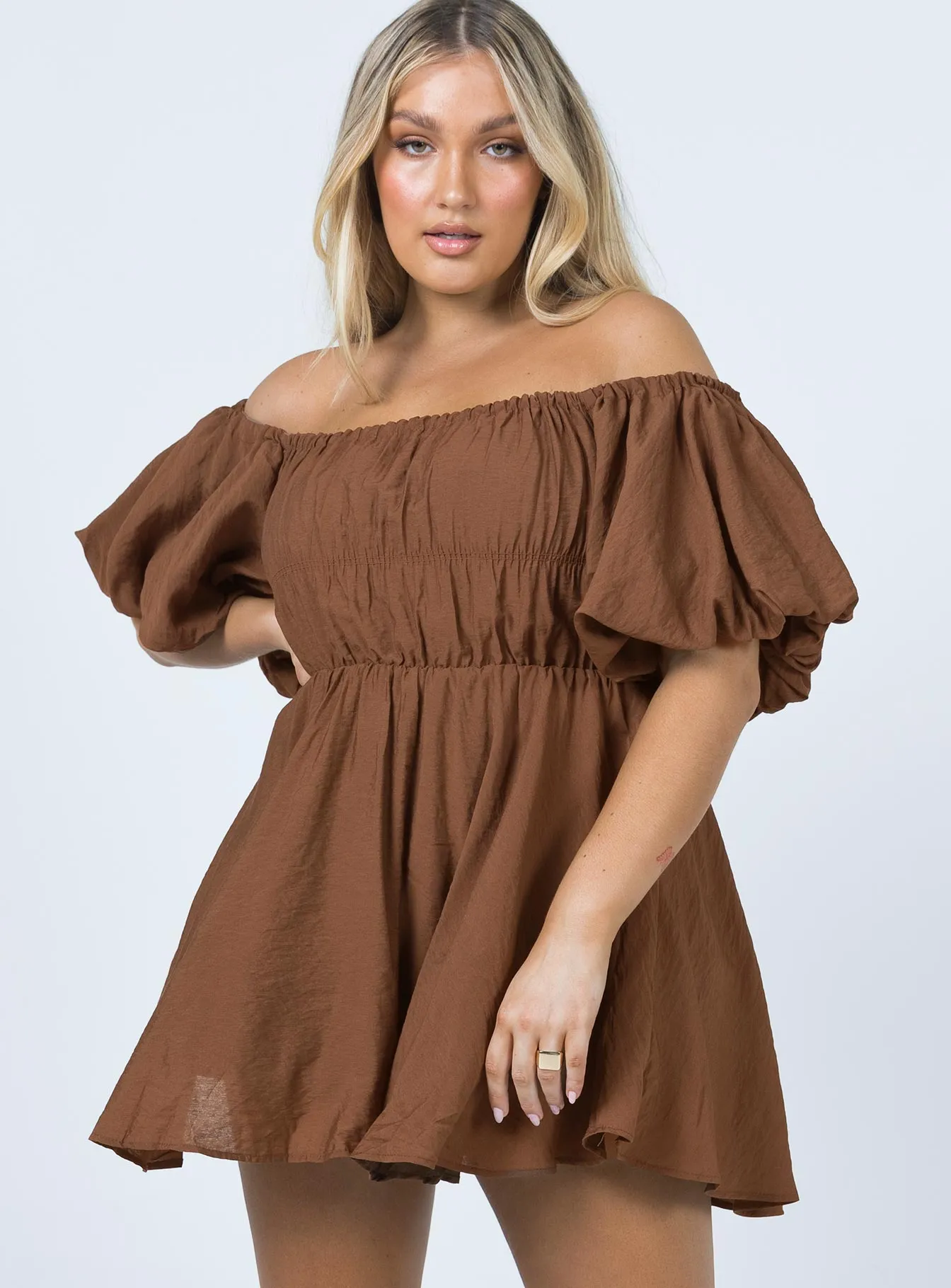 Halton Mini Dress Brown Street Ready Look