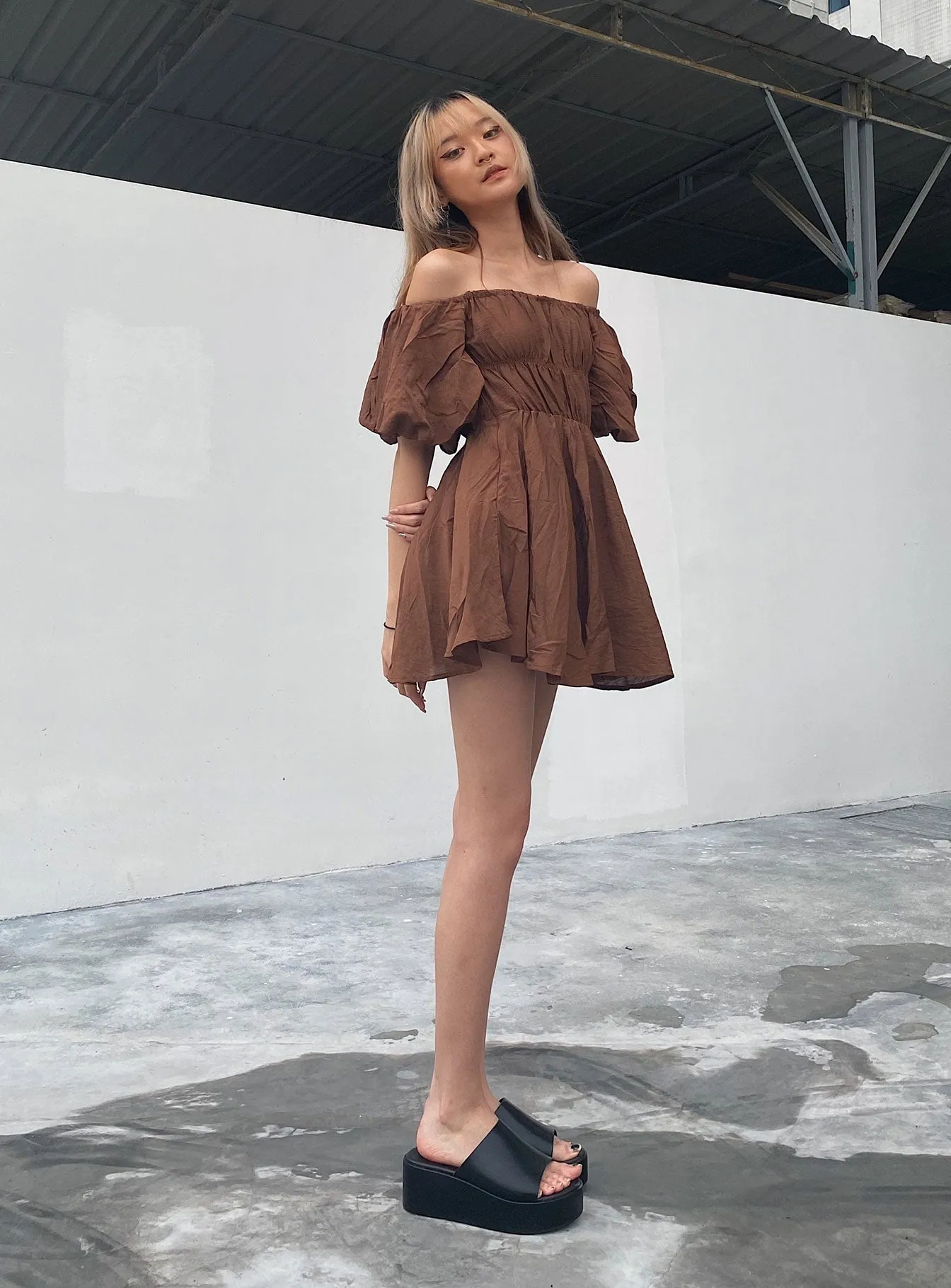Sleek Fashion Street Fashion Halton Mini Dress Brown