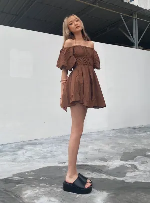 Sleek Fashion Street Fashion Halton Mini Dress Brown