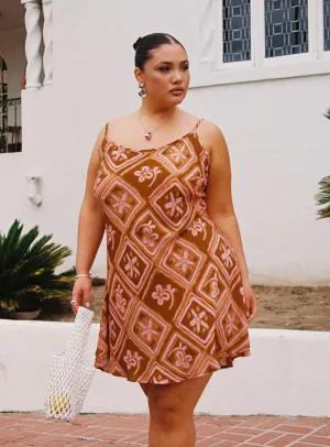 Timeless Chic Star Glow Vittorio Bias Cut Mini Dress Rust / Pink Curve