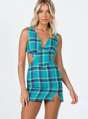 Weekend Fun Emeri Mini Dress Green Check