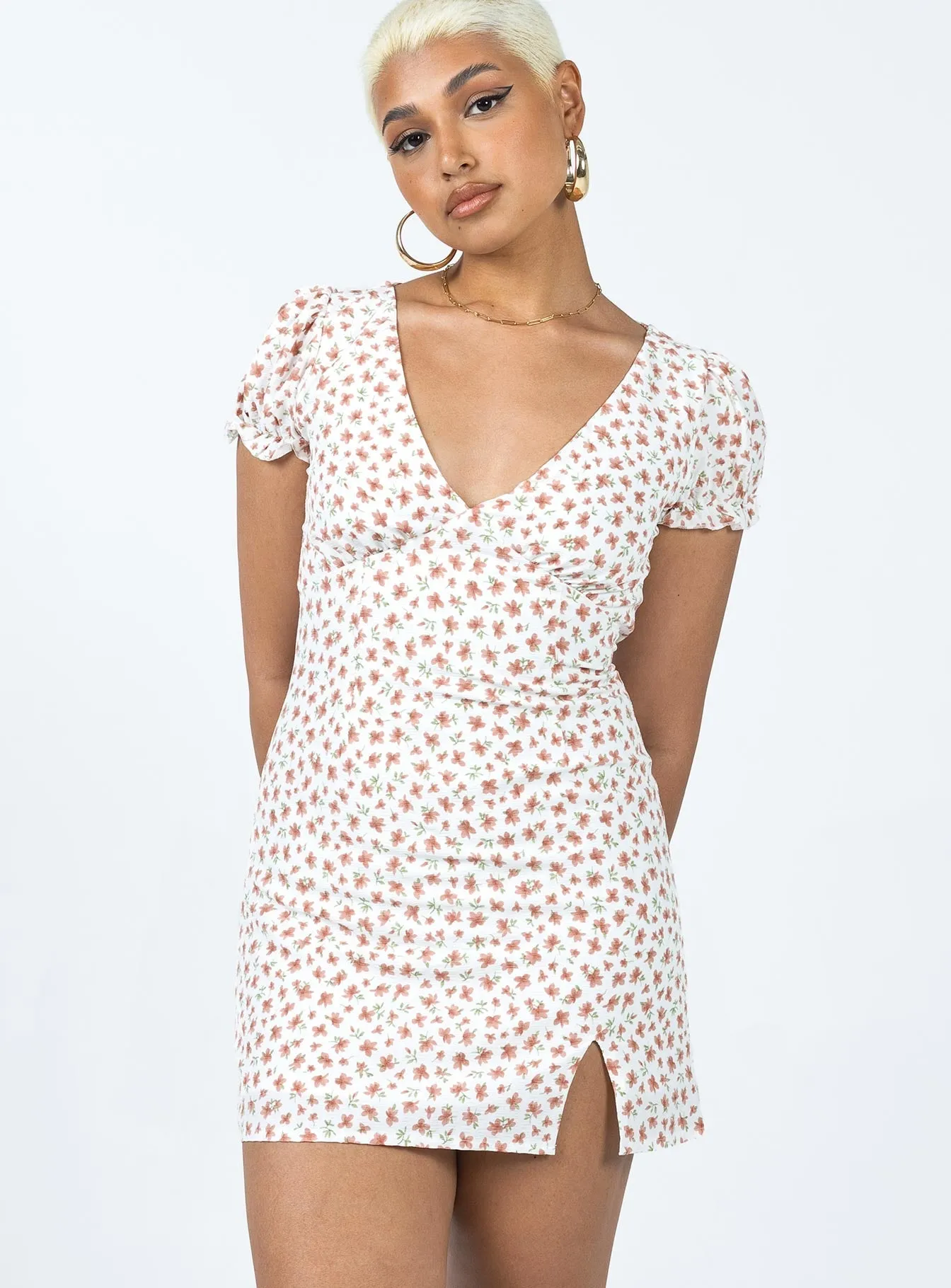Boho chic Kacey Mini Dress White Floral