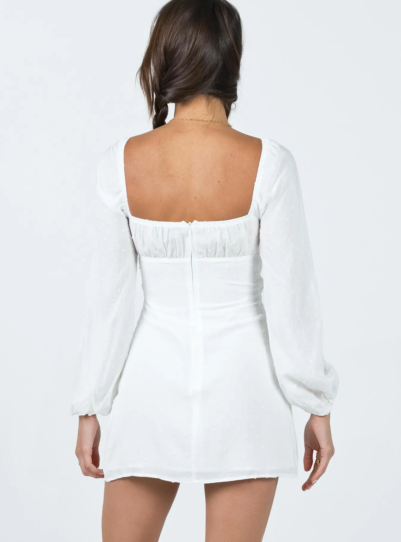 Smart Casual Style Loreli Long Sleeve Mini Dress White