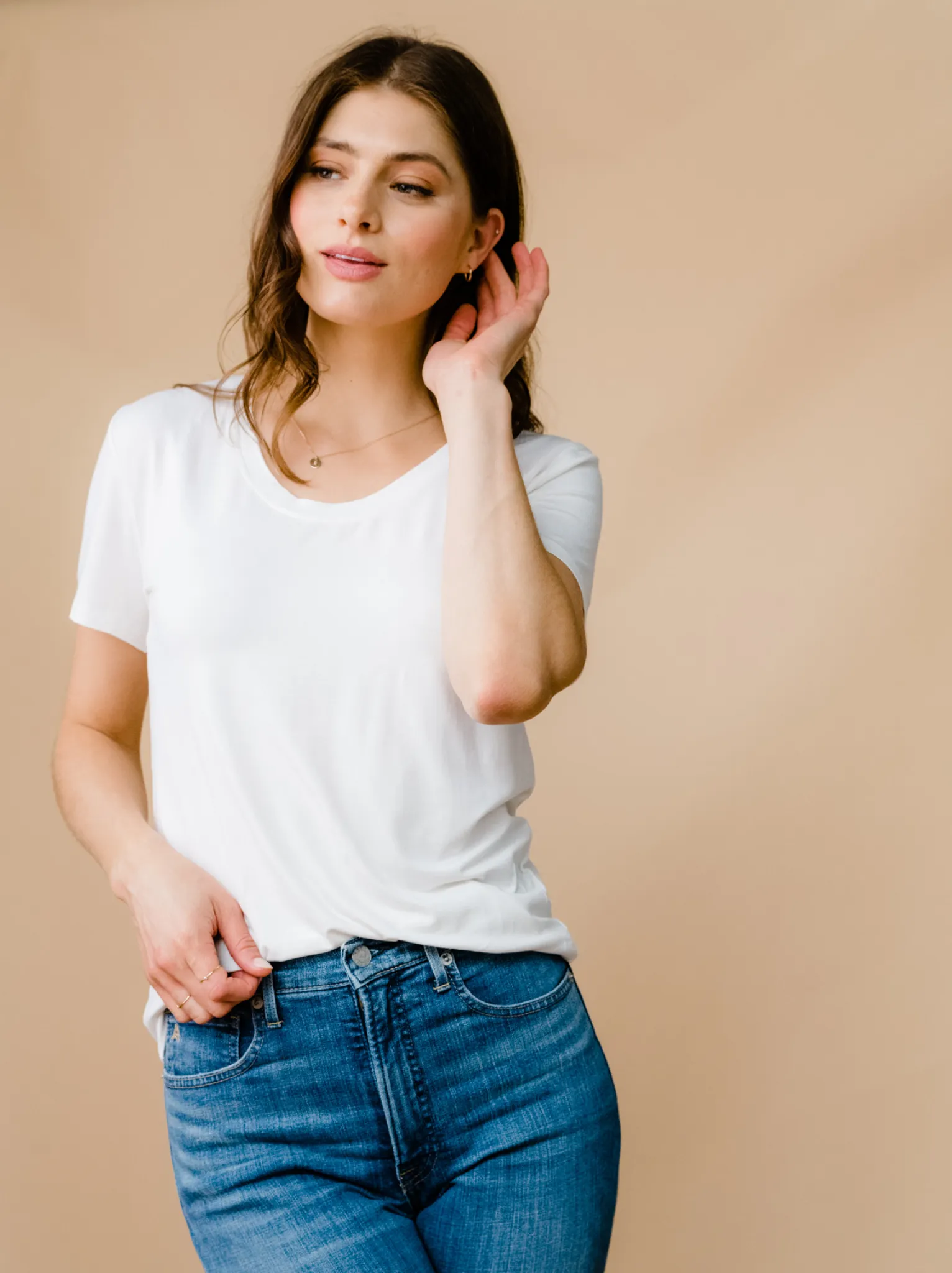 Snow Core Mae Drapey Tee - White