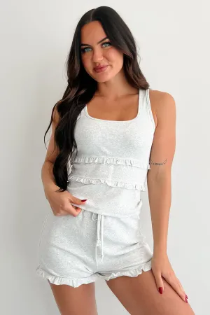 Soft Serve Ribbed Tank & Shorts Set (Heather Grey) Anti Static Finish