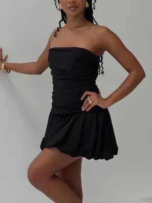 Glamour Girl Strapless Bubble Hem Mini Dress Black Eye Candy Lightweight and airy mini