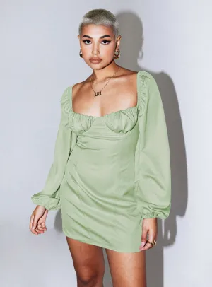 Chic Style Wear Be Mine Long Sleeve Mini Dress Green