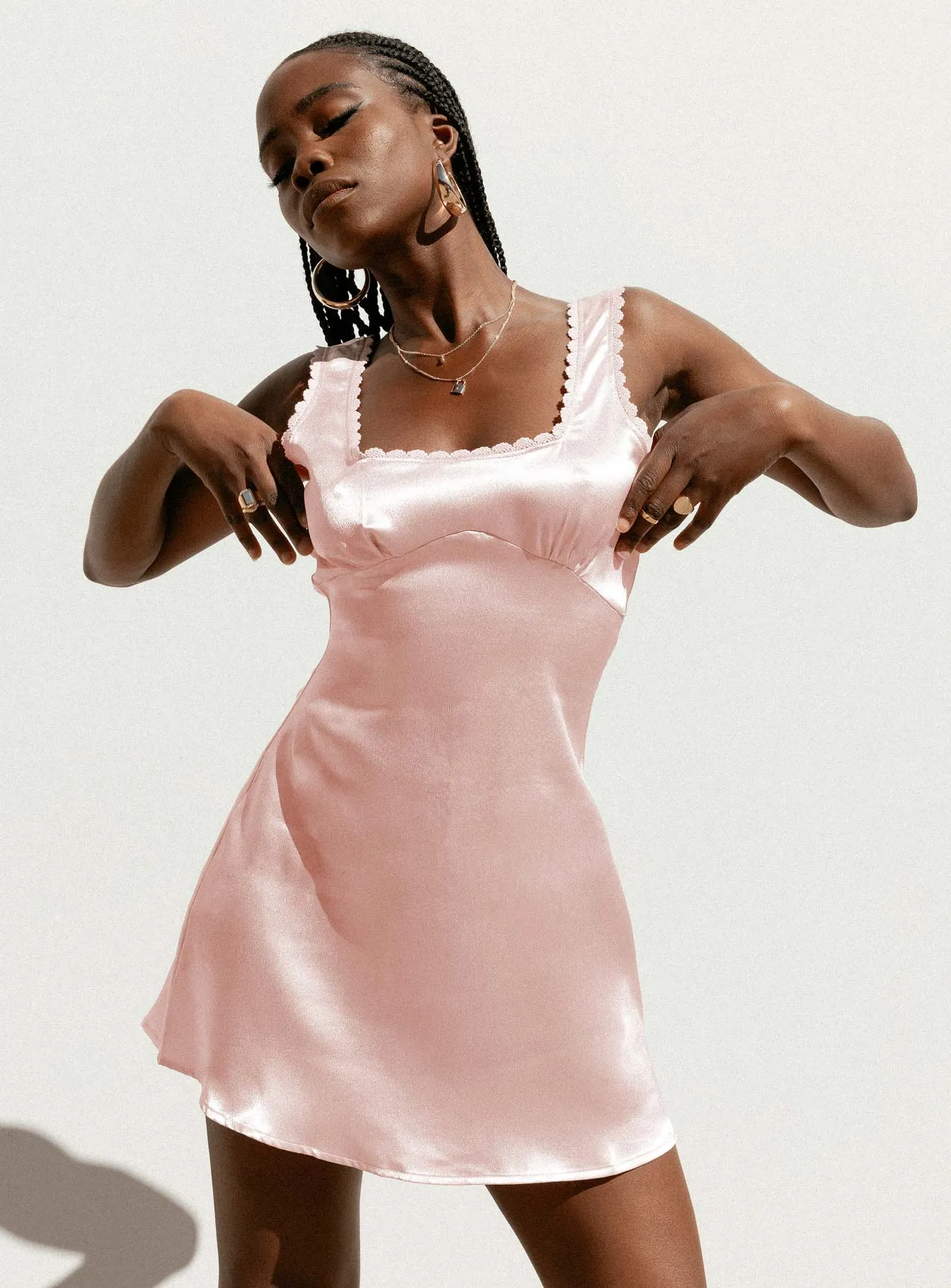 City Pop Youthful Style Berlin Satin Mini Dress Pink