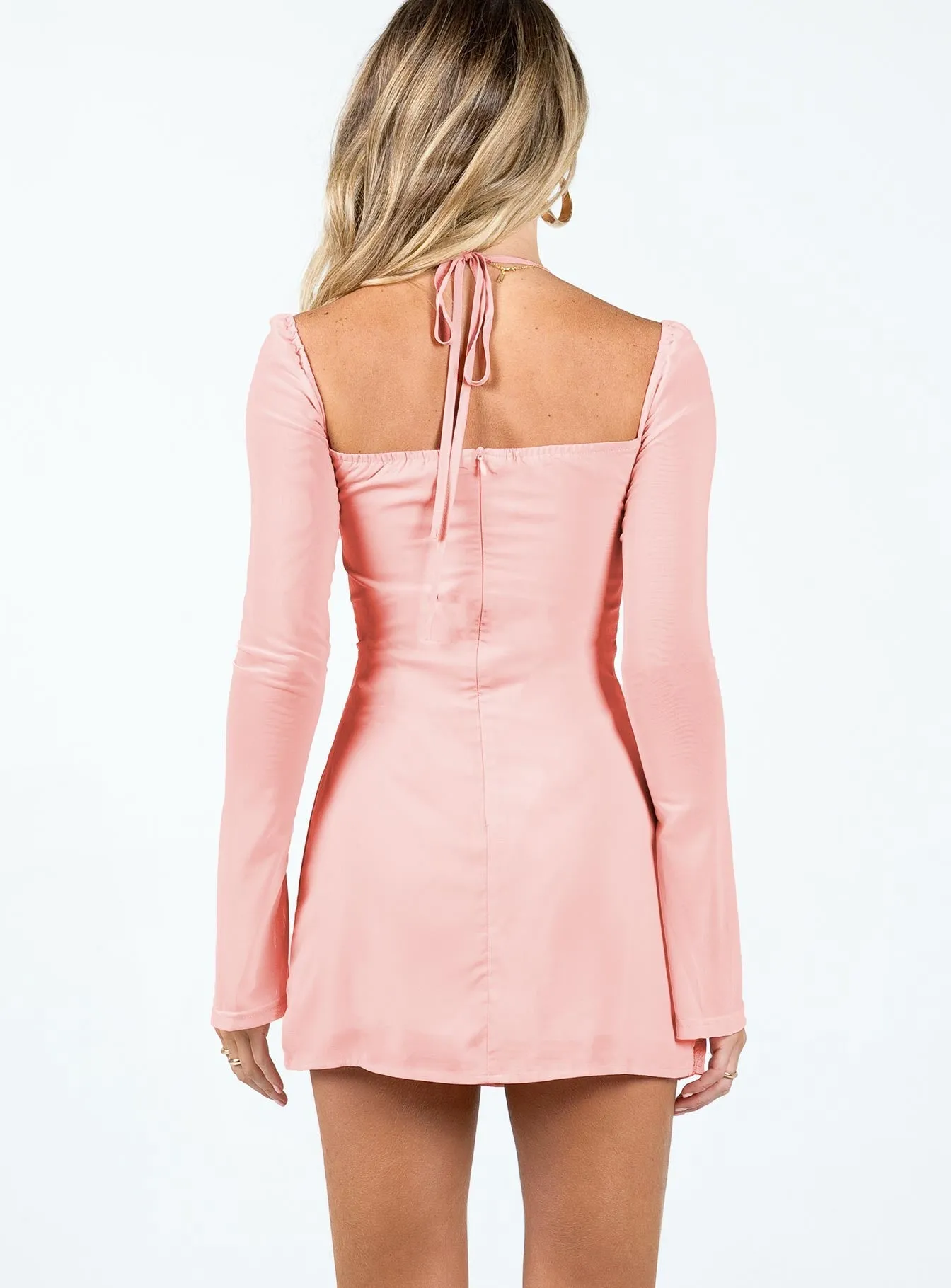 Dyer Sheer Sleeve Mini Dress Pink Scene Glow Comfortable party dress