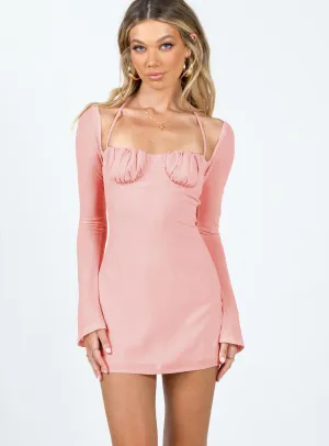 Night Rush Dyer Sheer Sleeve Mini Dress Pink