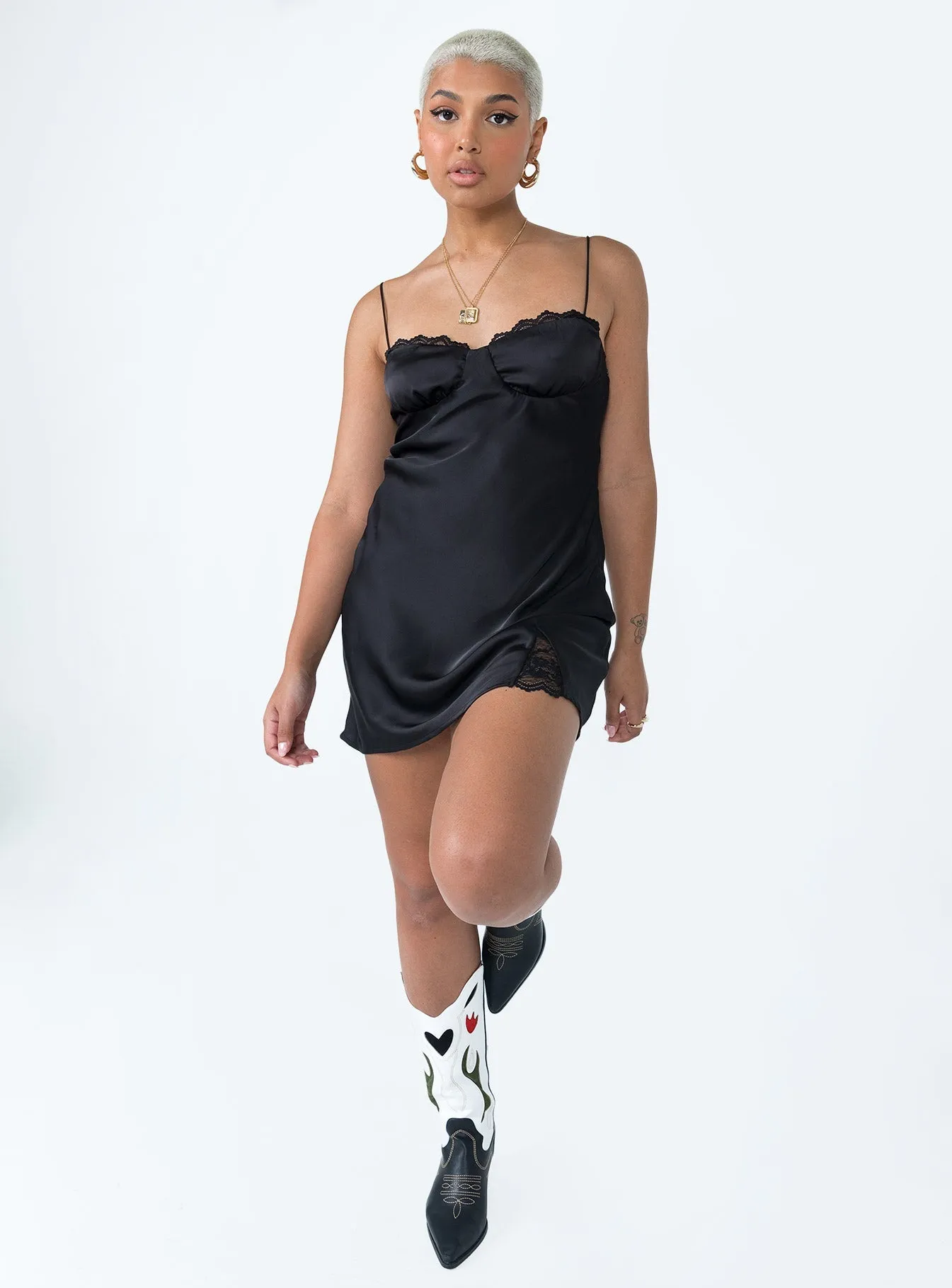 Night Glow Skin Tint Snowbird Mini Dress Black