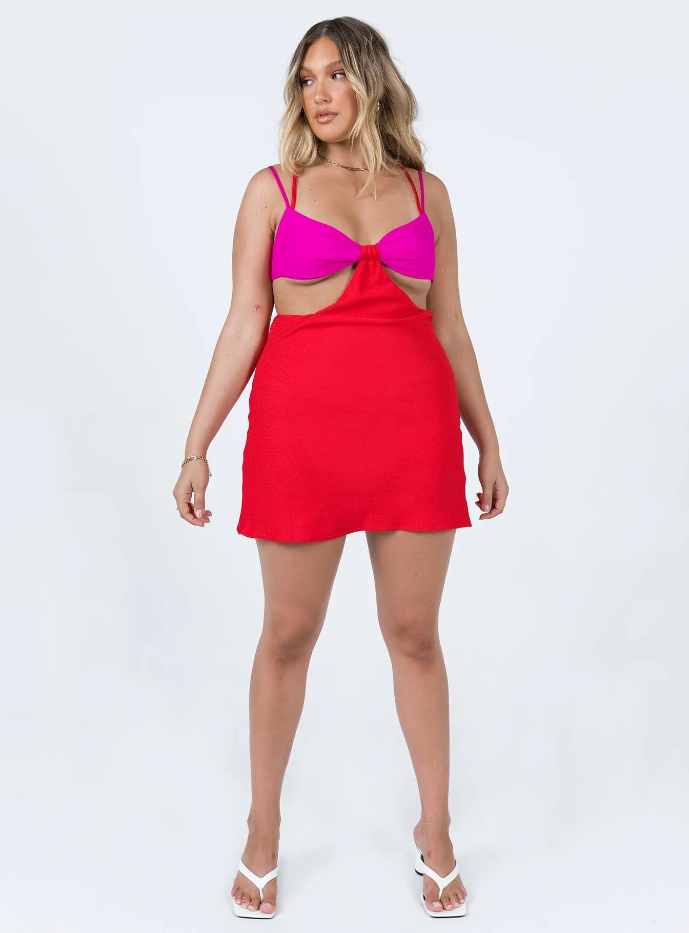 Foster Cut Out Mini Dress Pink / Red Chic Wear