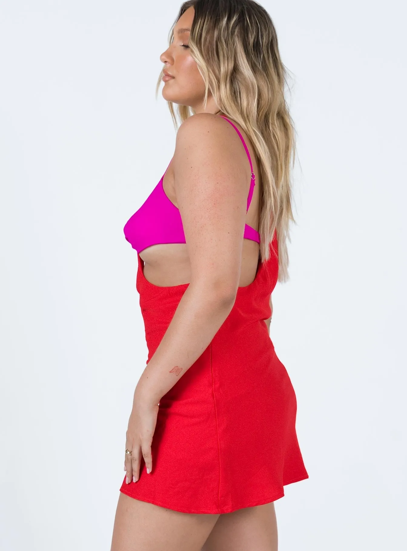 Fashion Rebel Layer Free Foster Cut Out Mini Dress Pink / Red