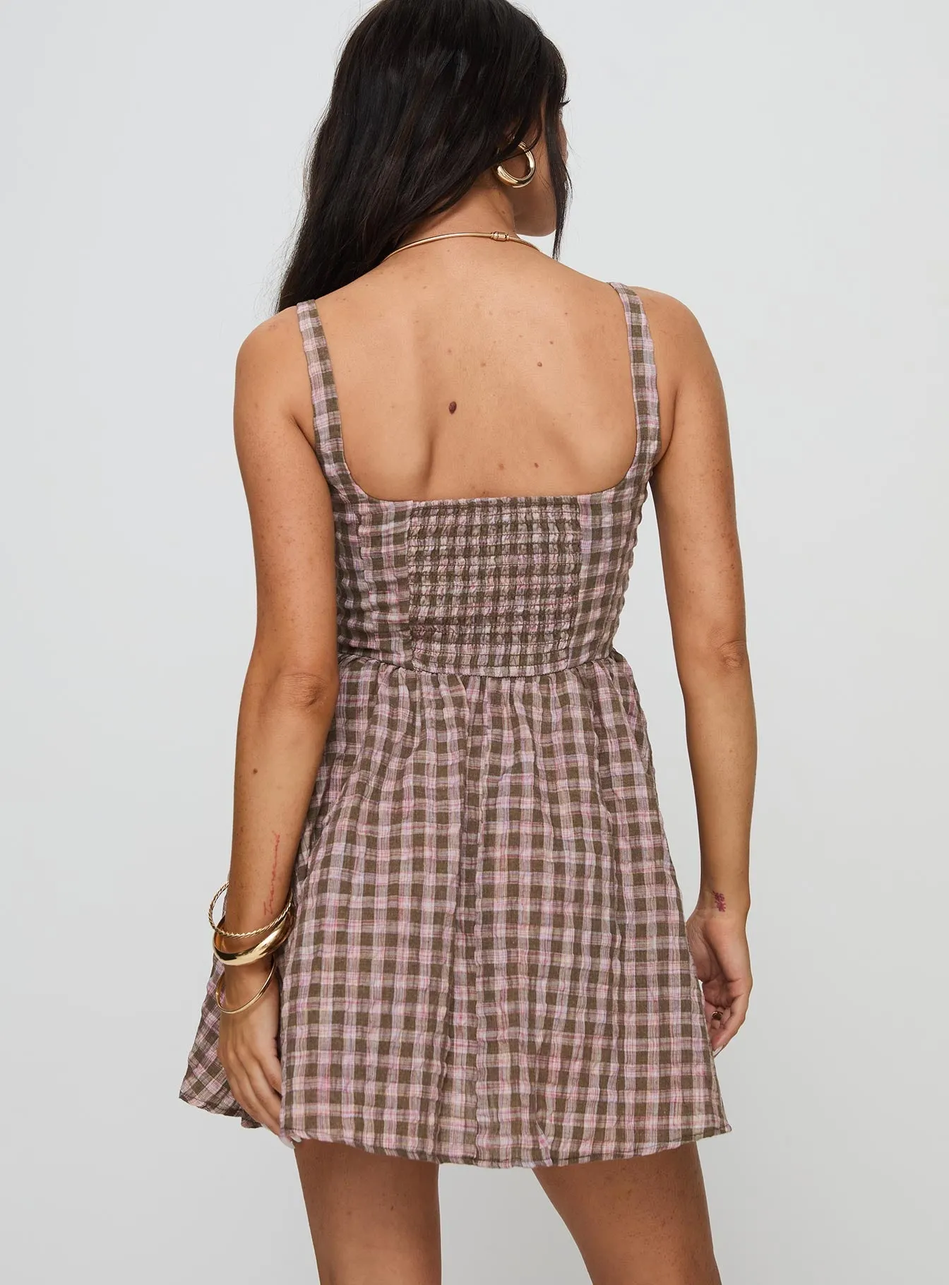 Comfortable and breezy mini Cartmel Mini Dress Brown / Pink
