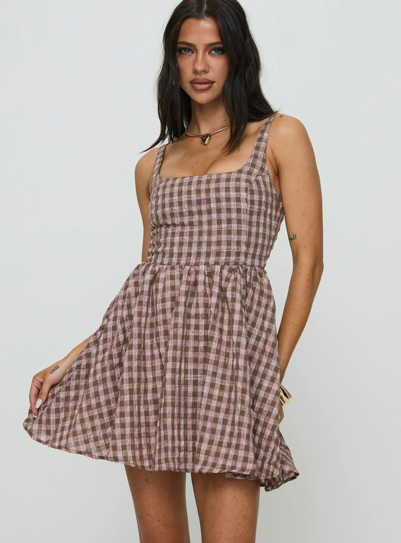 Water Resistant Cartmel Mini Dress Brown / Pink