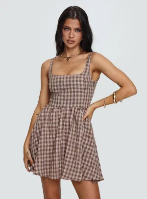 Urban Mood Cartmel Mini Dress Brown / Pink