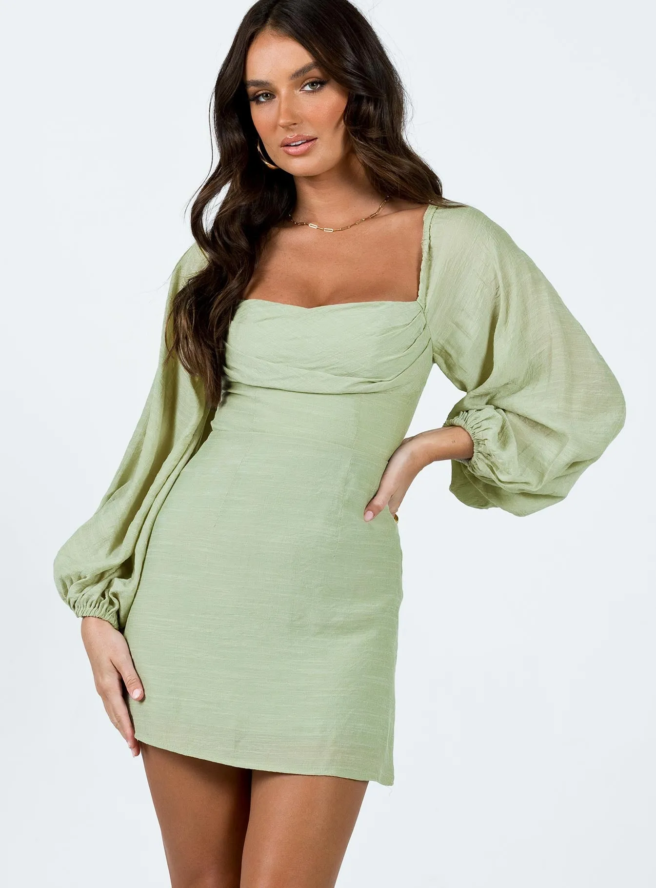 Timeless Look High Breathability Warra Mini Dress Sage