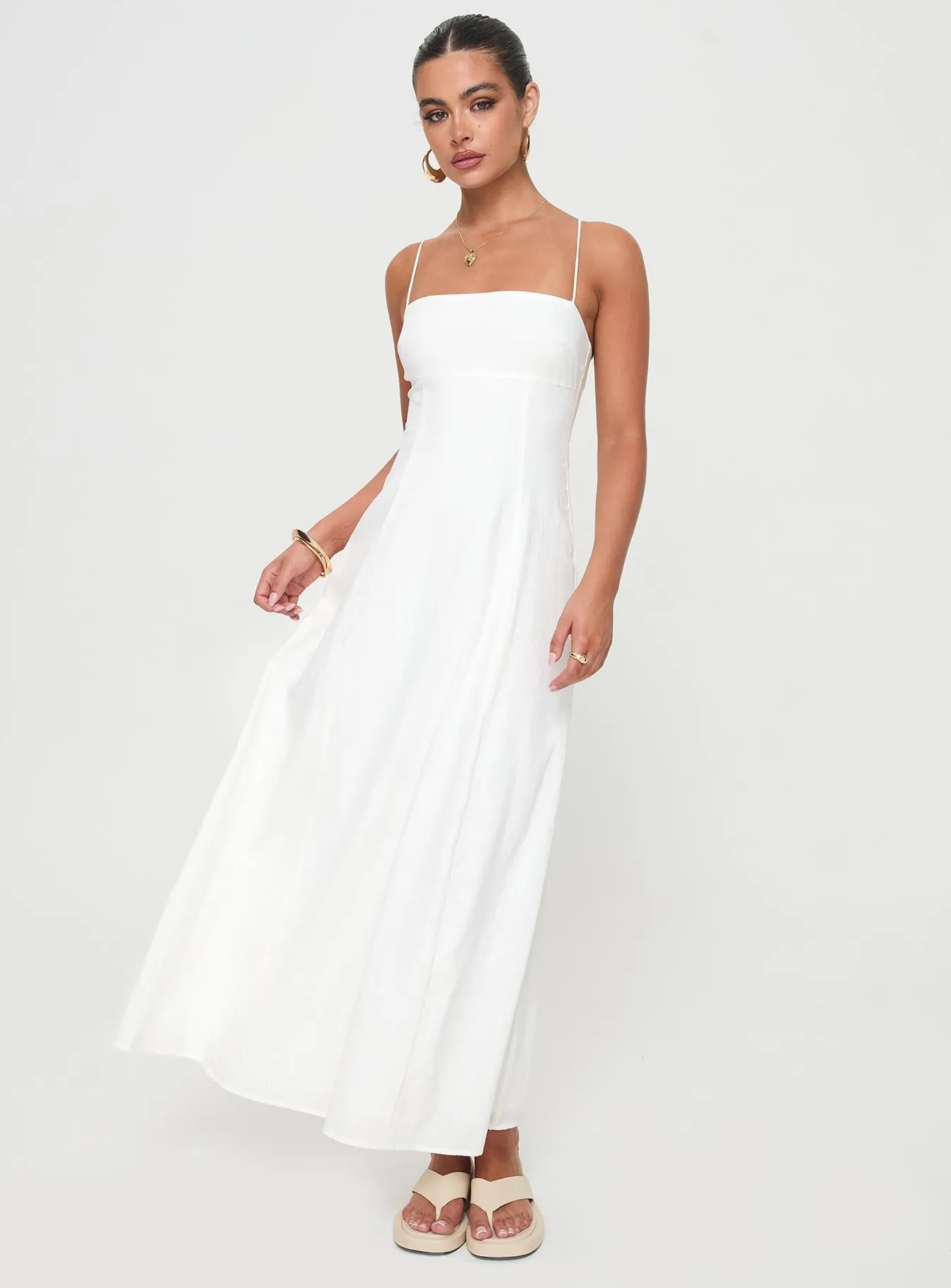 Petal Rain Brightwell Maxi Dress White