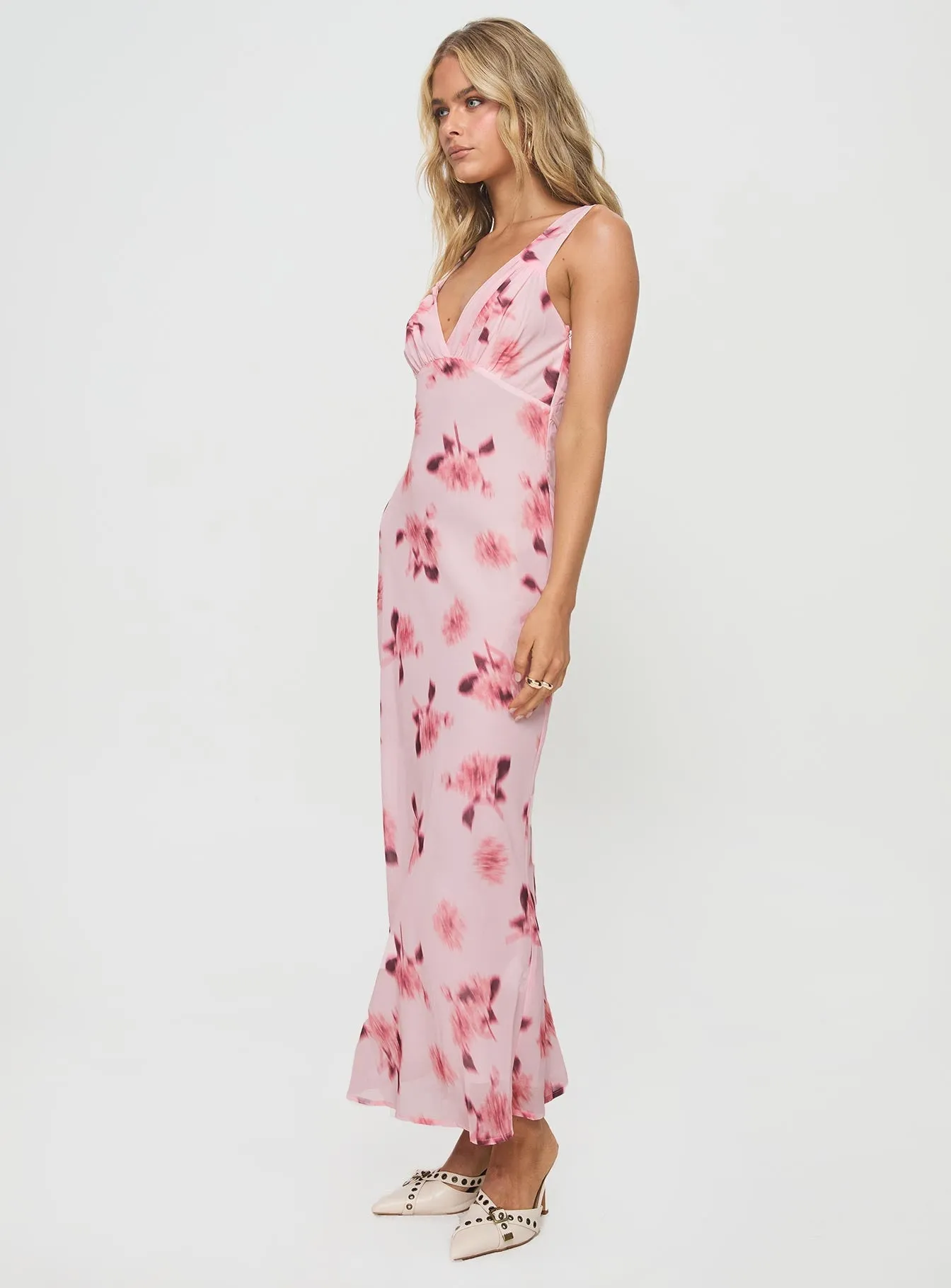 Silk Drape Italian Ease Maysa Floral Maxi Dress Pink