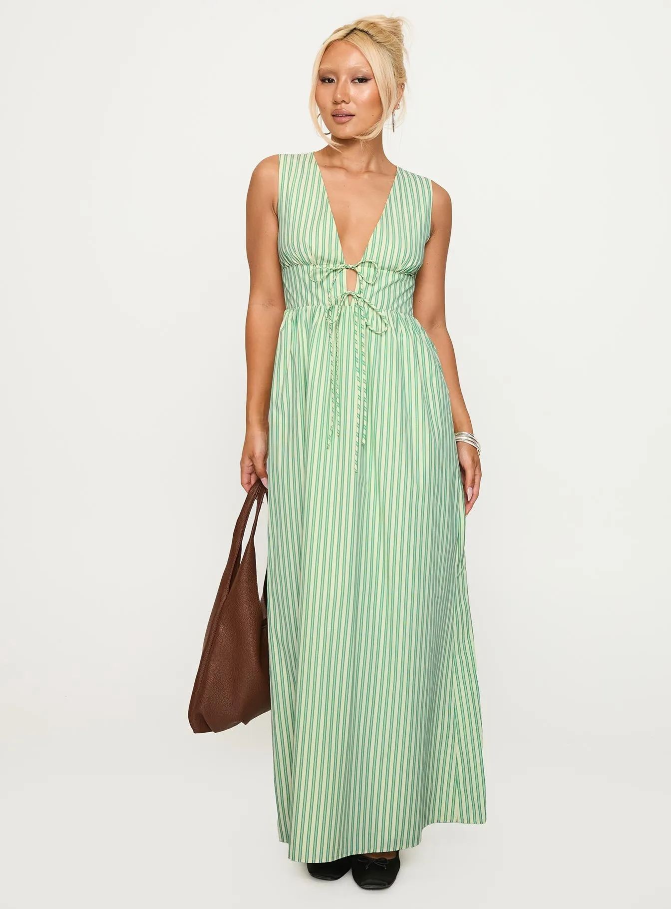 Pokey Maxi Dress Green Stripe Ethereal Air Morning Glow