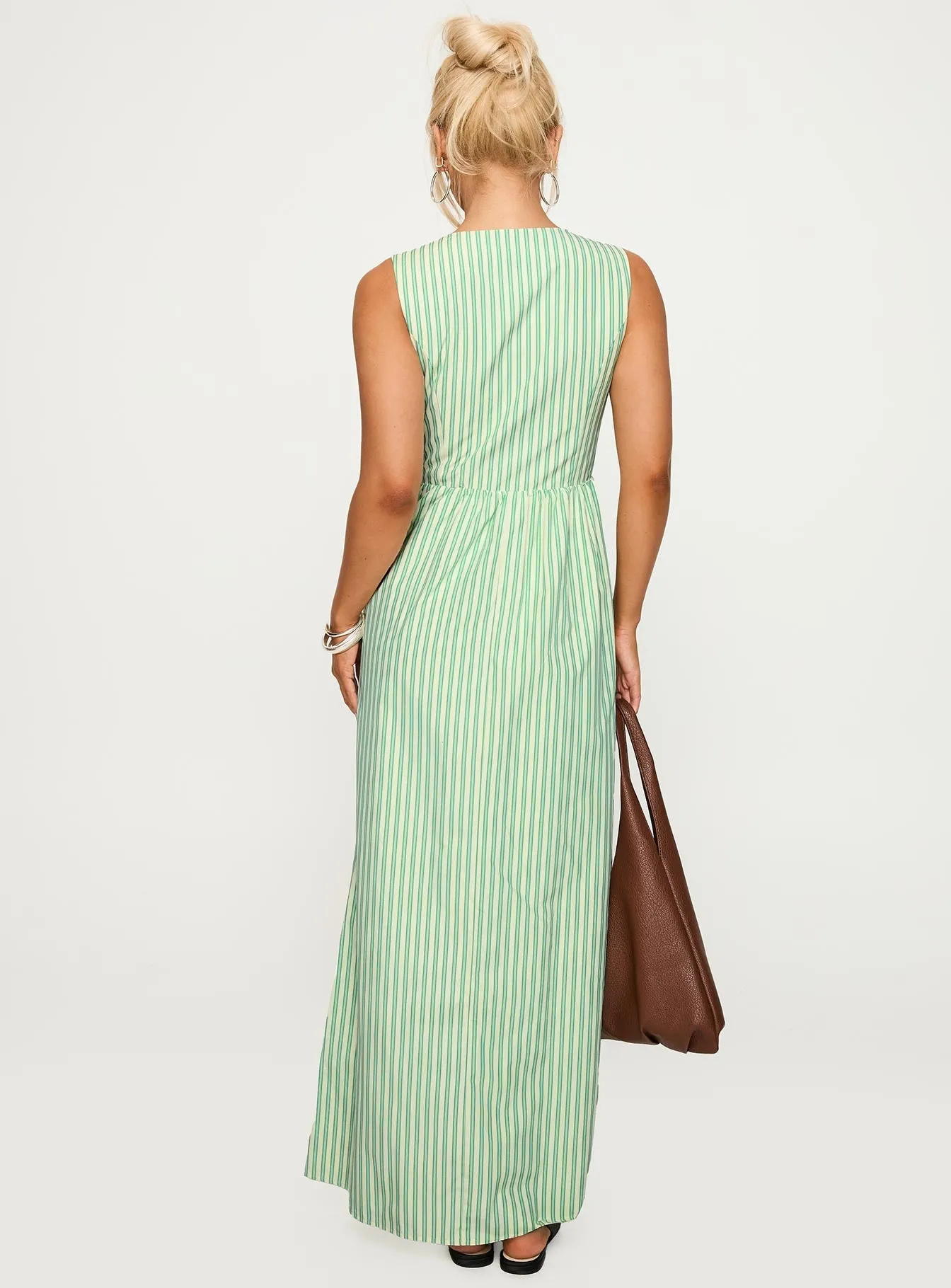 Pokey Maxi Dress Green Stripe Bold pattern maxi Sunset Glow