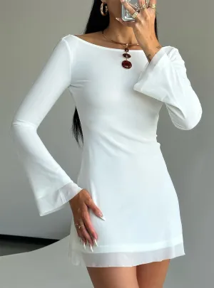 Flirty Fit Lukea Long Sleeve Mini Dress White Petite