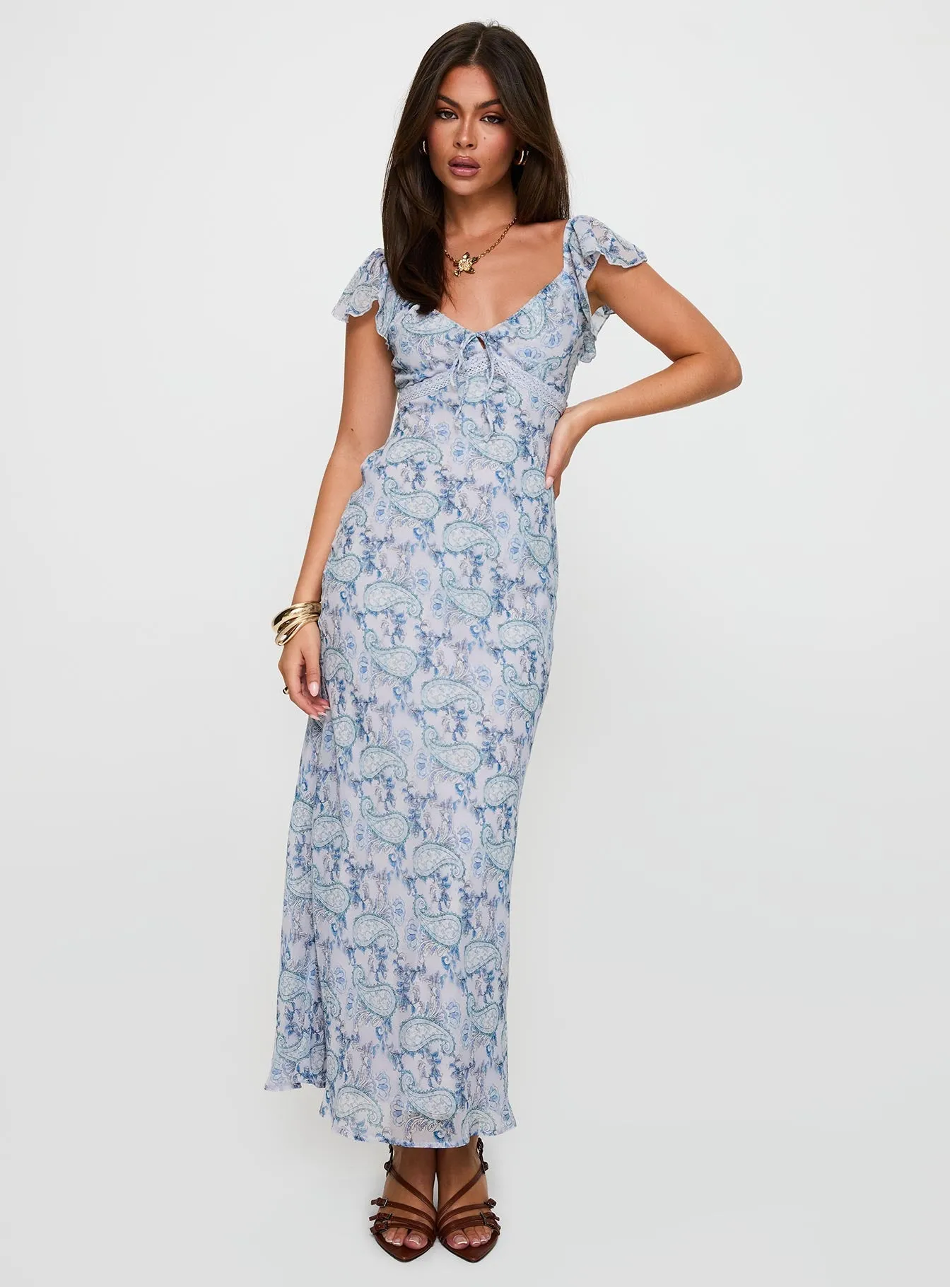 Dahleia Maxi Dress Blue Paisley Tower View