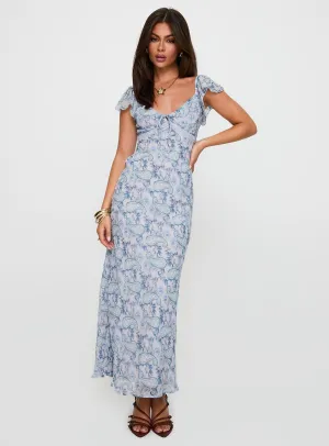 Dahleia Maxi Dress Blue Paisley Tower View