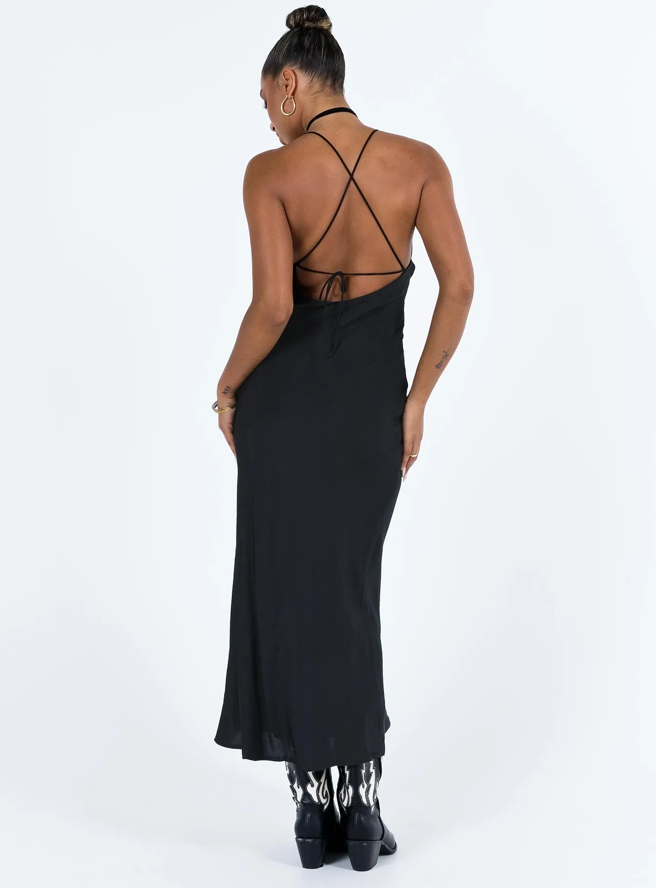 Leaf Dance Lainge Maxi Dress Black