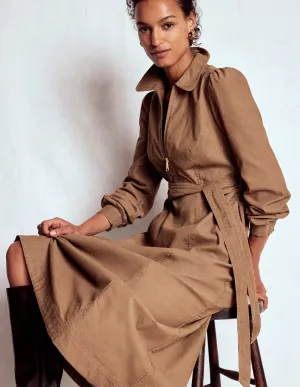 Adelaide Zip Cord Midi Dress-Latte pack light