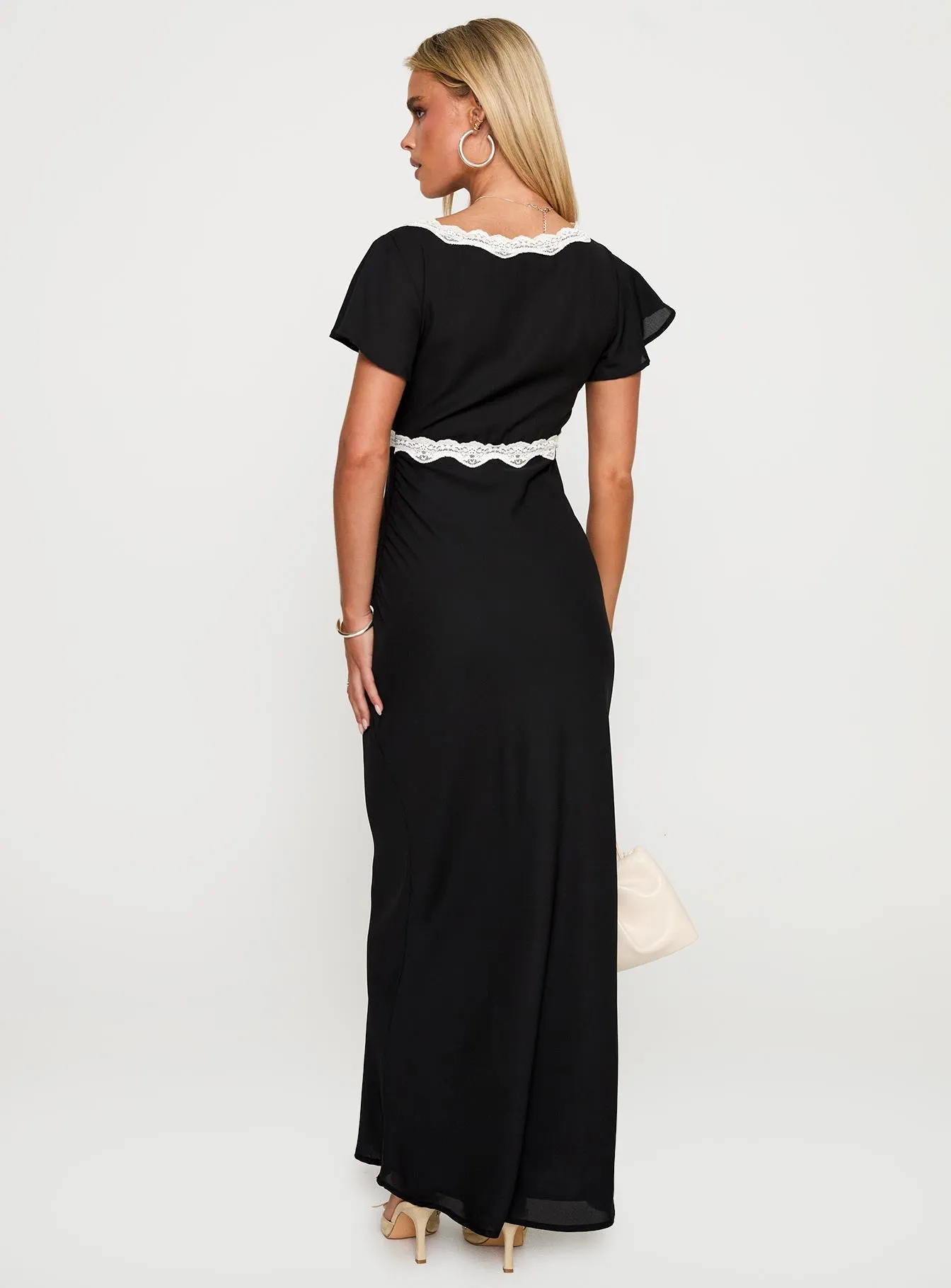 Evening Gold Barbarita Lace Maxi Dress Black