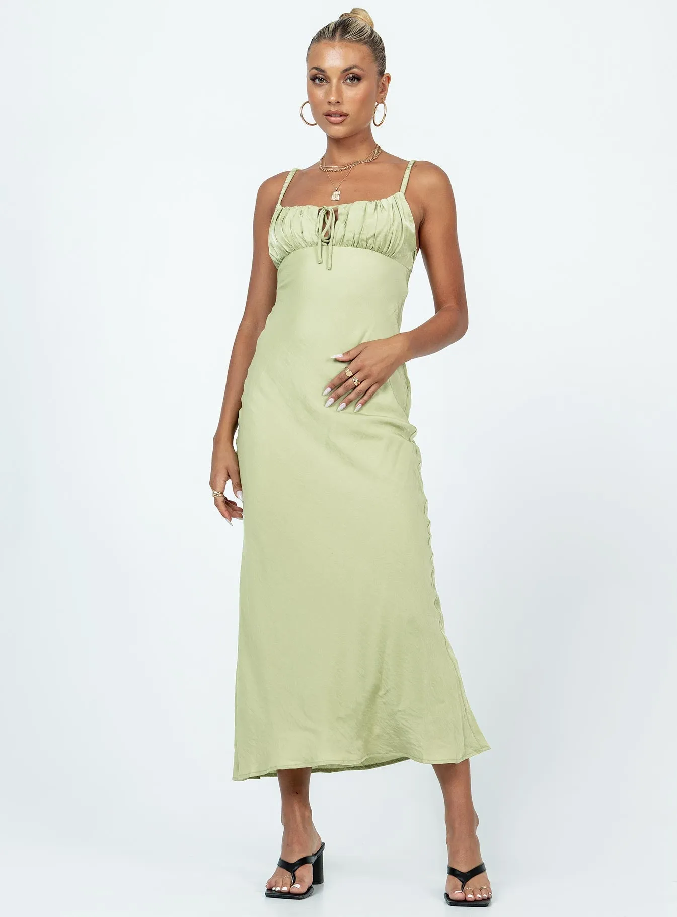 Nicoleta Maxi Dress Green Flower Path Wood Path