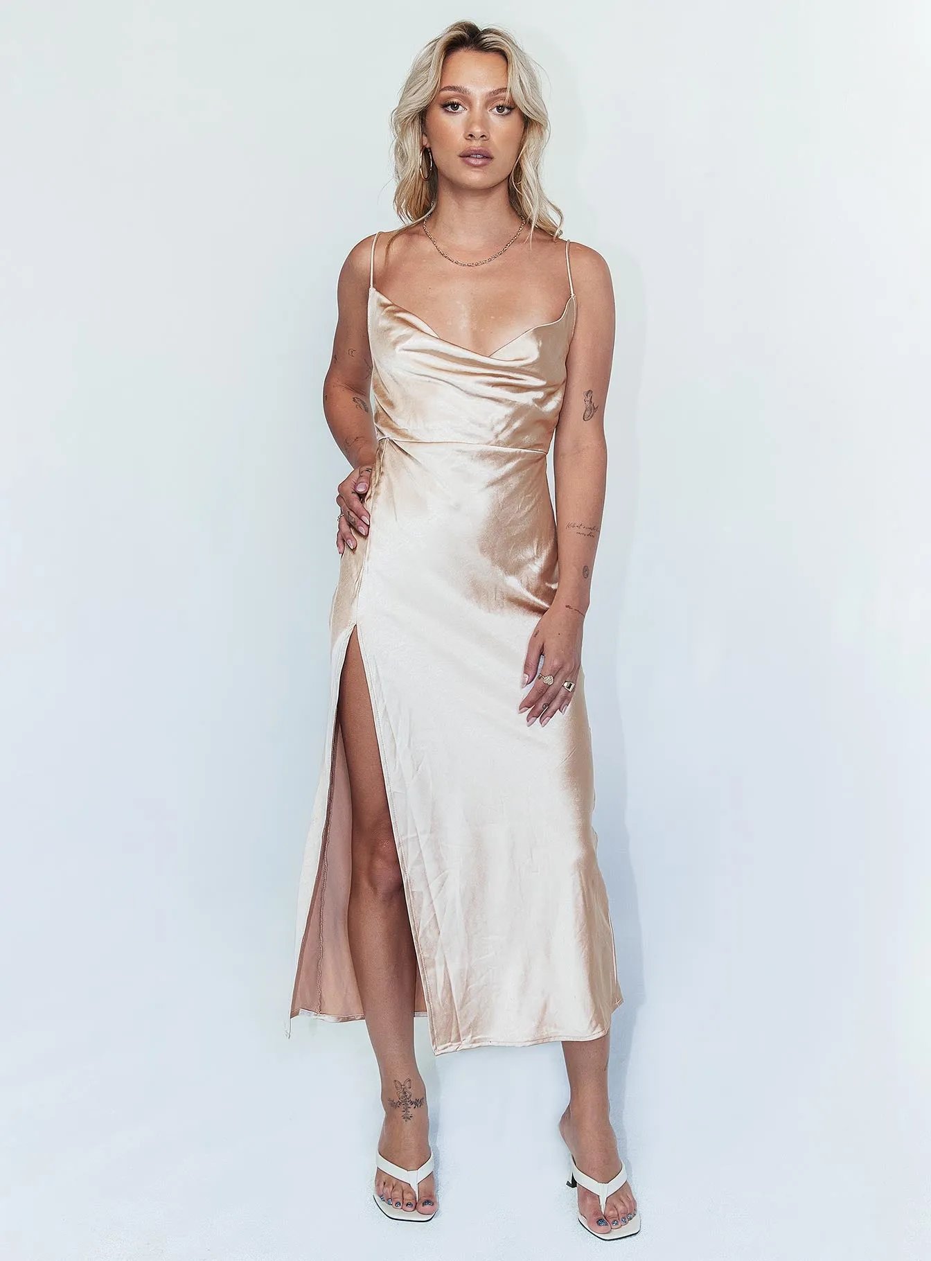 Walk The Line Maxi Dress Champagne Harbor Light