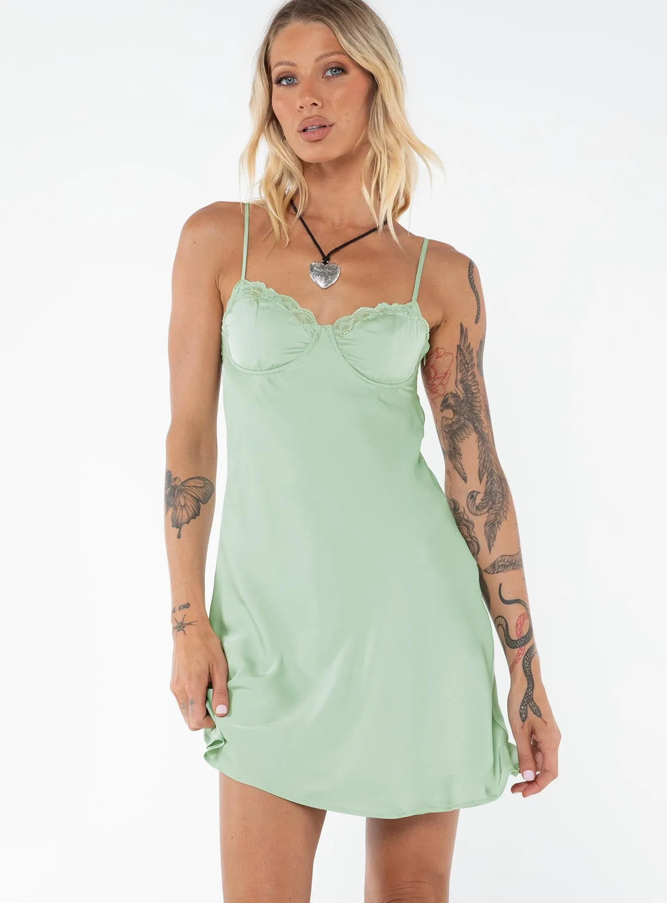 Moniz Mini Dress Sage Tall Sassy Look